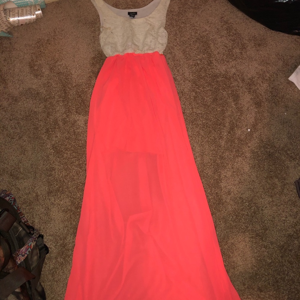 White and pink maxi dress
